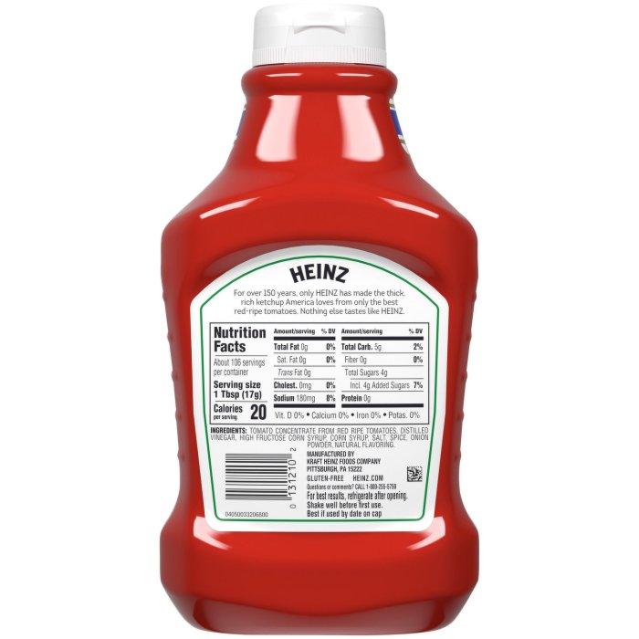 Heinz ketchup nutrition facts