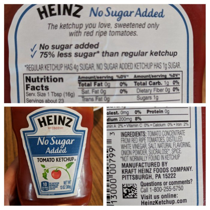 Heinz ketchup nutrition facts