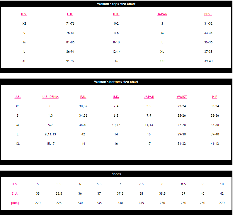 Fashion nova men size chart